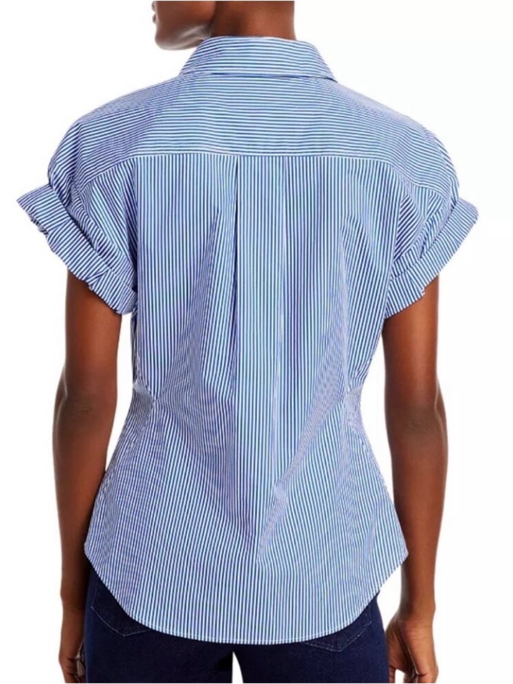 FRAME Striped Short Sleeve Button-Up Top I. Size Large - Picture 2 of 2